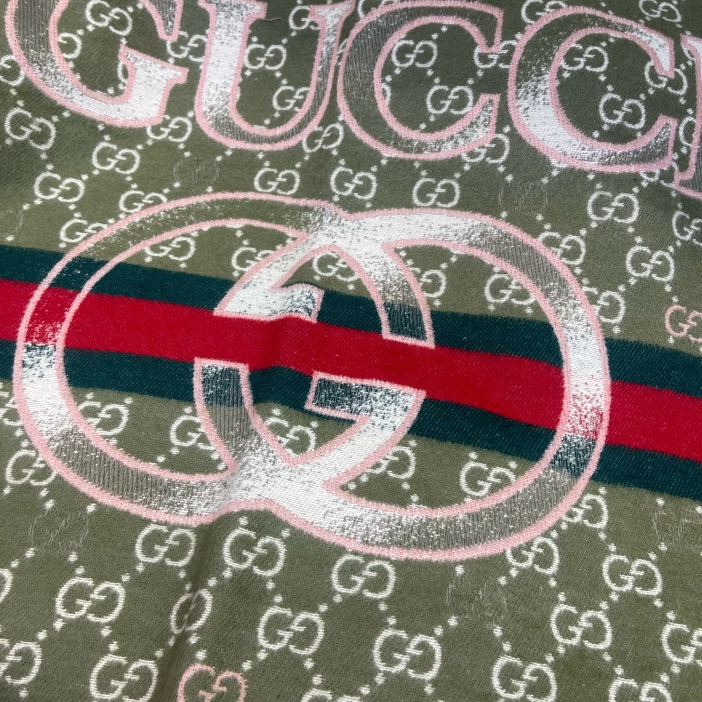Fashion Olive and Red Monogram Scarf